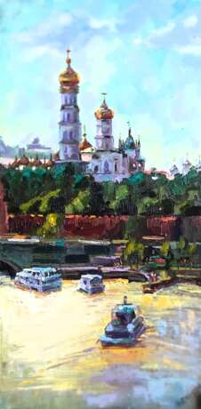 Вид на Московский Кремль летним днем Canvas on the subframe Oil paint Realism Cityscape Russia 2022 - photo 1