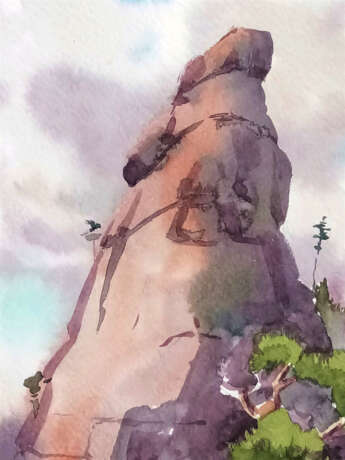 Painting “Mountain Okzhetpes”, Paper, Watercolor, Contemporary art, Landscape painting, Russia, 2018г - photo 2