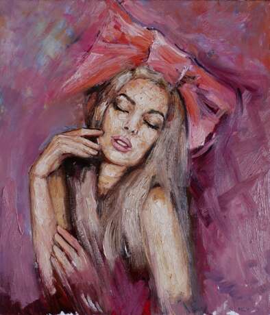 Pink Bow Huile sur toile Art contemporain Portrait Europe 2022 - photo 1