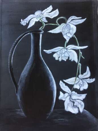 этюд “Орхидея”, Paper, Painting with acrylic, Impressionist, Flower still life, Russia, 2021 - photo 1