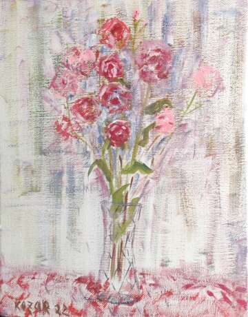 Oil painting “Цветы розы на рассветею. Roses.”, Canvas on the subframe, Oil paint, Impressionist, Flower still life, Ukraine, 2022 - photo 1