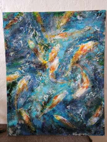 Рыбы Холст на картоне акриловая живопись на холсте Абстрактный экспрессионизм витебск 2022 г. - фото 2