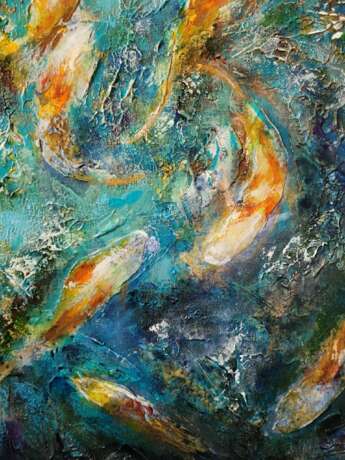 Рыбы Холст на картоне акриловая живопись на холсте Абстрактный экспрессионизм витебск 2022 г. - фото 3