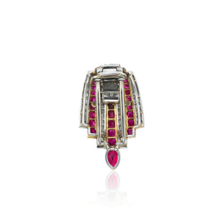 CARTIER RUBY AND DIAMOND CLIP BROOCH - photo 2