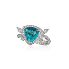 PARAIBA TOURMALINE AND DIAMOND RING