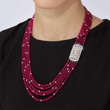 TWO RUBY AND DIAMOND NECKLACES - photo 4