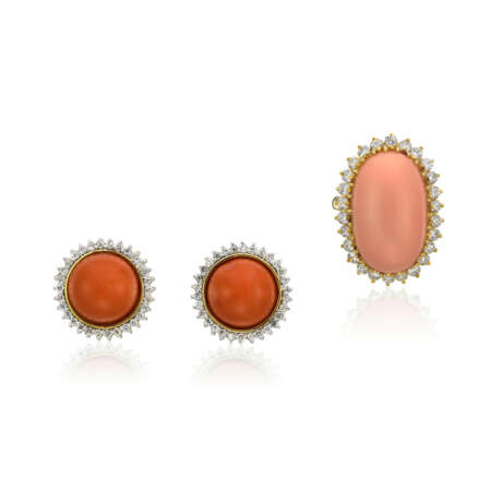 SET OF CORAL AND DIAMOND JEWELLERY - Foto 1
