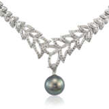 CULTURED PEARL AND DIAMOND PENDENT NECKLACE - photo 1