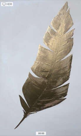 Gemälde „Golden Feather“, acrylic on canvas, Acrylfarbe, impasto, Finnland, 2022 - Foto 2