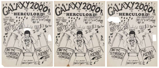 THREE FLYERS FOR DJ KOOL HERC AND THE HERCULORDS AT GALAXY 2000 AND RELATED EPHEMERA - фото 1