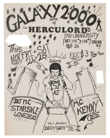 THREE FLYERS FOR DJ KOOL HERC AND THE HERCULORDS AT GALAXY 2000 AND RELATED EPHEMERA - Foto 2