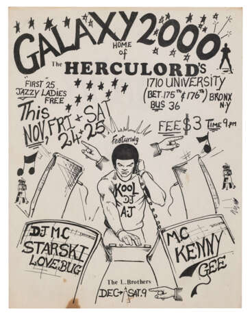 THREE FLYERS FOR DJ KOOL HERC AND THE HERCULORDS AT GALAXY 2000 AND RELATED EPHEMERA - фото 4