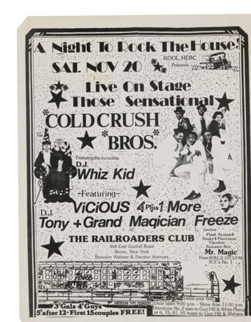 A COLLECTION OF SEVEN FLYERS, INCLUDING COLD CRUSH BROTHERS, GRAND WIZARD THEODORE GRANDMASTER FLASH AND OTHERS - photo 7