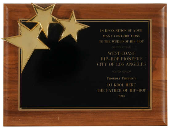 SPECIAL AWARD FROM WEST COAST HIP-HOP PIONEERS PRESENTED TO DJ KOOL HERC - photo 1