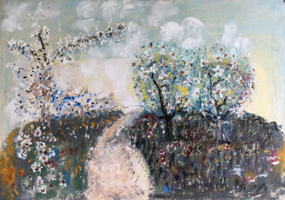 „Frühling Wald-Waldrand“ Leinwand Ölfarbe Impressionismus Landschaftsmalerei 2005 - Foto 1