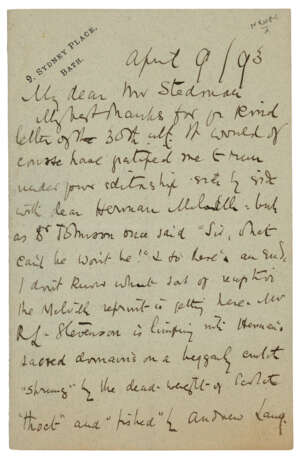 To E. C. Stedman on the republicaion of Melville's works - Foto 1