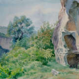 акварель “Скальные жилища”, Paper, Watercolor, Realist, Landscape painting, Russia, 1999 - photo 1