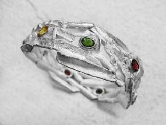 Silver bracelet with semi-precious stones( garnet, amethyst, citrine, peridot).