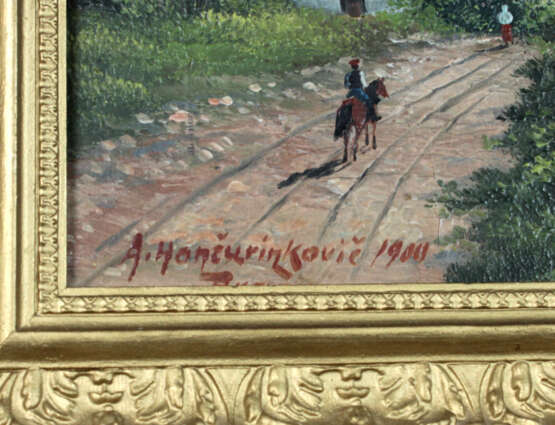 Jugendstil Gemälde Pendant - signiert 1900 - фото 4