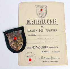 Krimschild 1941/42 mit Besitzzeugniss