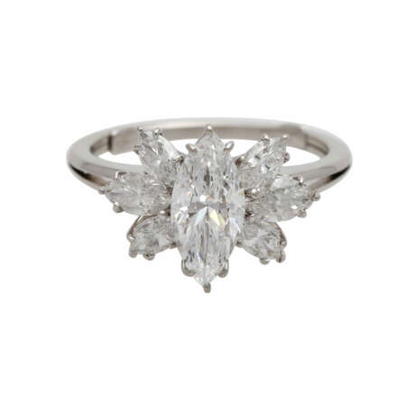 Ring mit Navette-Diamant von ca. 1,5 ct, - Foto 1