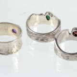 3 Farbstein Ringe, Silber - photo 2