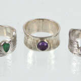 3 Farbstein Ringe, Silber - photo 3