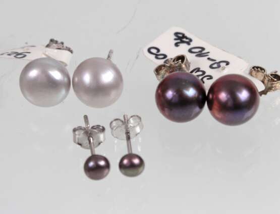 3 Paar Perl Ohrringe - photo 1