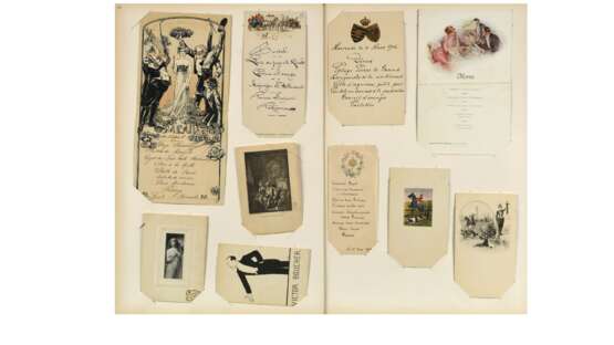 9 карт меню для гурманов. 1905—1912 гг. и 1 рекламная карточка "Théâtre Daunou". - фото 1