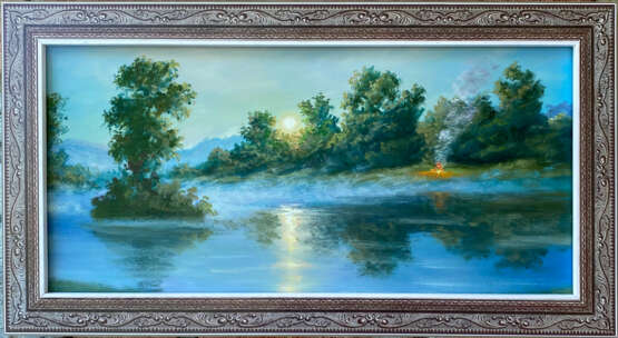 Gemälde „раннее утро на рыбалке и отдыхе“, краски маслянные, Öl, Realismus, Landschaftsmalerei, Ukraine, 2022 - Foto 6