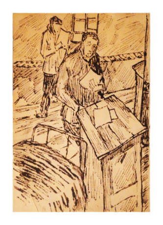 Gemälde „Письма“, Дмитрий Крансопевцев, Papier, Tusche, Russland, 1943-1946 - Foto 1