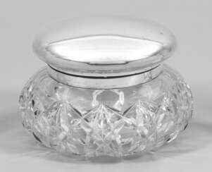 Kristallglas-Bonbonniere mit Silberdeckel