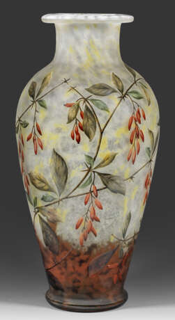 Große Jugendstil-Vase mit Berberitzendekor von Daum Frères - Foto 1