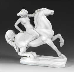 Große Art Déco-Figur einer Amazone zu Pferd