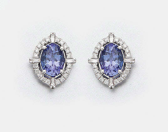Paar elegante Tansanit-Diamantohrringe - фото 1