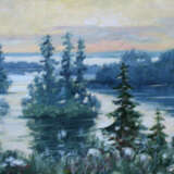 Painting “Закат.Озеро”, Primed fiberboard, Oil paint, Realist, Landscape painting, Россмя, 2022 - photo 1