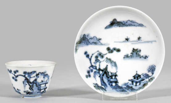 Kangxi-Blauweiß Koppchen mit Landschaftsdekor - фото 1