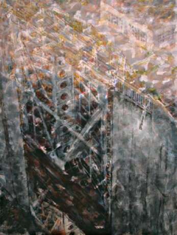 “An old gate” Canvas Acrylic paint Postmodern Landscape painting 2010 - photo 1