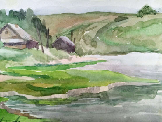 Лето в деревне Papier Aquarell Neoimpressionismus Landschaftsmalerei Russland 2013 - Foto 2