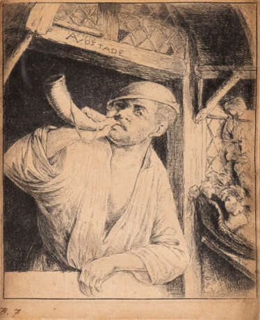 ADRIAEN VAN OSTADE DER BÄCKER, DER DAS HORN BLÄST (CA. 1664) - фото 1