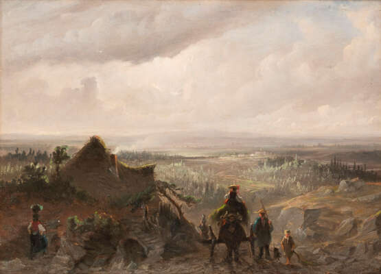 JOHANNES TAVENRAAT WEITE LANDSCHAFT MIT PERSONENSTAFFAGE UNTER BEWÖLKTEM SOMMERHIMMEL (UM 1860) - Foto 1