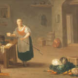 DAVID TENIERS DER JÜNGERE (NACHFOLGER) KÜCHENINTERIEUR MIT MAGD, BAUER UND HASEN - Foto 1