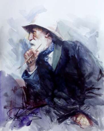 Portrait of Pierre Auguste Renoir Paper Watercolor Realism 2016 - photo 1