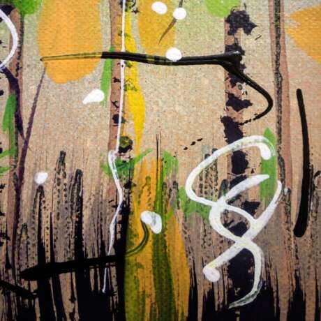 ПЕРЕСЕЛЕНИЕ ЦВЕТОВ (желтое) Leinwand auf dem Hilfsrahmen Acryl Abstrakte Kunst фантастический пейзаж Russland 2021 - Foto 2