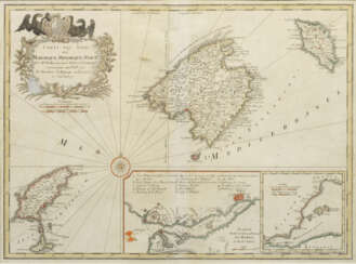Große Karte der Balearen und von Mahón (Maó)