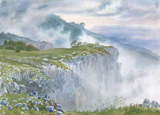У кромки скал. Paper Watercolor Realism Landscape painting Russia 1998 - photo 1