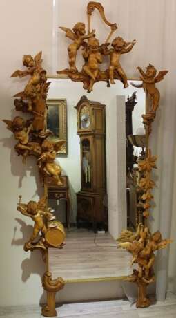 СТАРИННОЕ ИТАЛЬЯНСКОЕ ЗЕРКАЛО Неизвестная мастерская Unknown artist Mirror glass Wood carving веницианский Italy 19-20 век - photo 1