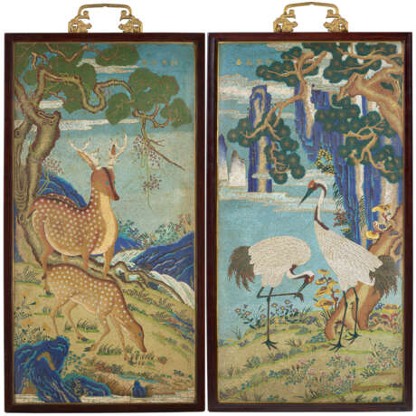 A MAGNIFICENT AND VERY RARE PAIR OF LARGE CLOISONN&#201; ENAMEL PANELS - photo 2