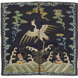 AN EMBROIDERED BLACK SATIN-GROUND RANK BADGE OF A WILD GOOSE, BUZI - фото 1