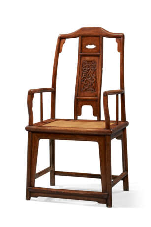 A PAIR OF NANMU-INSET HUANGHUALI `SOUTHERN OFFICIAL`S HAT` ARMCHAIRS - photo 3